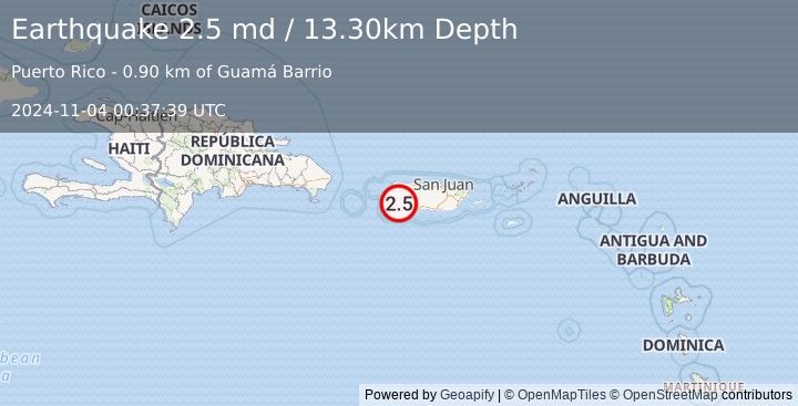 Earthquake PUERTO RICO (2.5 md) (2024-11-04 00:37:39 UTC)