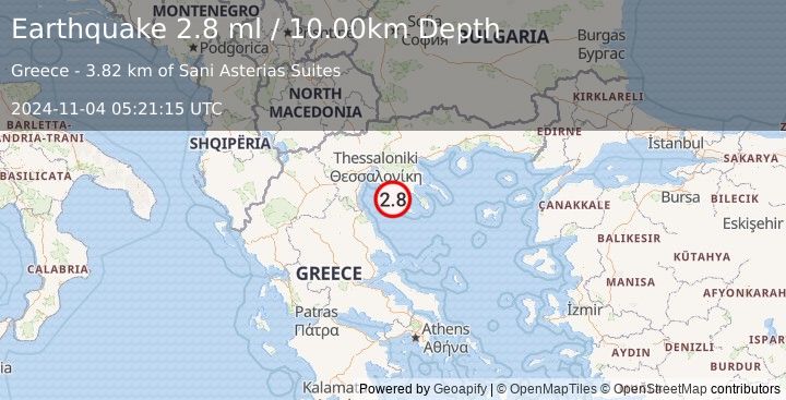 Earthquake GREECE (2.8 ml) (2024-11-04 05:21:15 UTC)