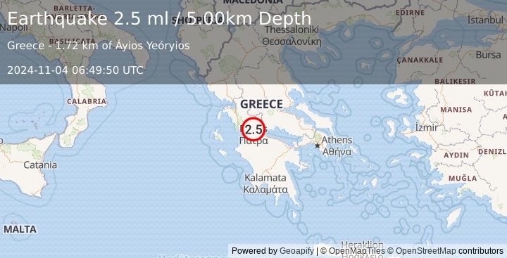 Earthquake GREECE (2.5 ml) (2024-11-04 06:49:50 UTC)