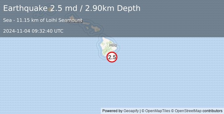 Earthquake HAWAII REGION, HAWAII (2.5 md) (2024-11-04 09:32:40 UTC)