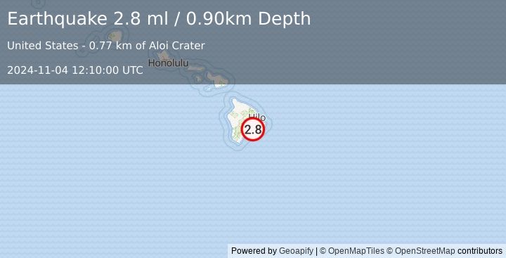 Earthquake ISLAND OF HAWAII, HAWAII (2.8 ml) (2024-11-04 12:10:00 UTC)