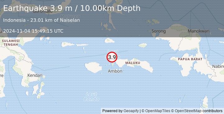 Earthquake CERAM SEA, INDONESIA (3.9 m) (2024-11-04 15:49:15 UTC)