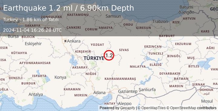 Earthquake CENTRAL TURKEY (1.2 ml) (2024-11-04 16:26:28 UTC)