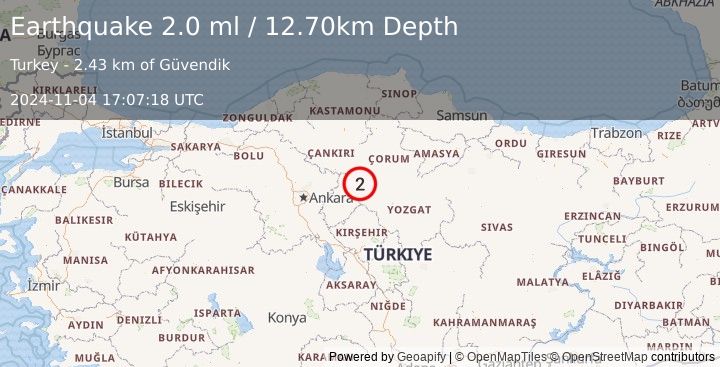 Earthquake CENTRAL TURKEY (2.0 ml) (2024-11-04 17:07:18 UTC)