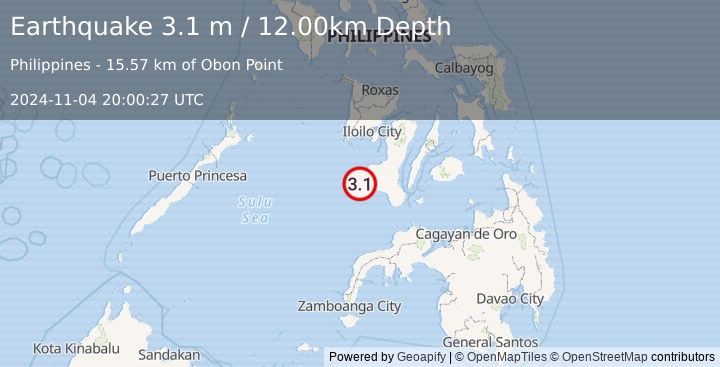 Earthquake NEGROS, PHILIPPINES (3.1 m) (2024-11-04 20:00:27 UTC)