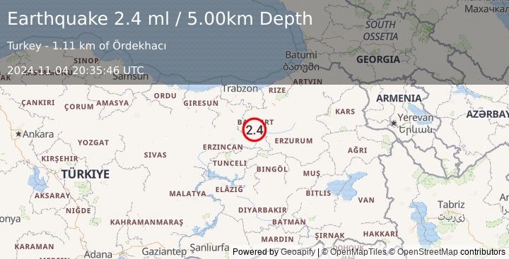 Earthquake EASTERN TURKEY (2.4 ml) (2024-11-04 20:35:46 UTC)