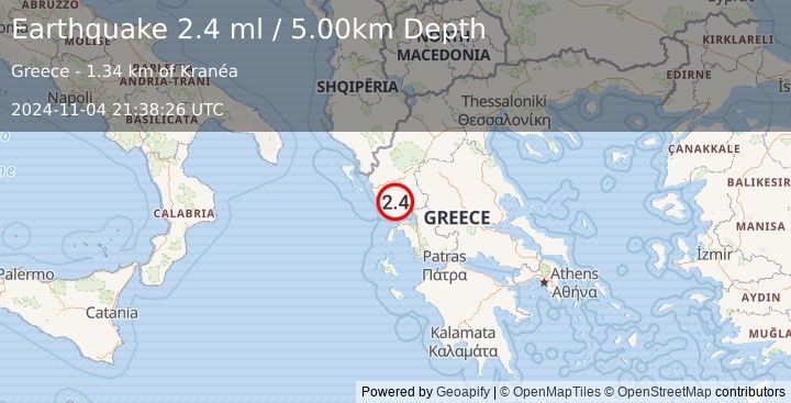 Earthquake GREECE (2.4 ml) (2024-11-04 21:38:26 UTC)