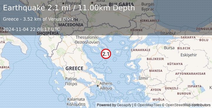 Earthquake AEGEAN SEA (2.1 ml) (2024-11-04 22:08:17 UTC)