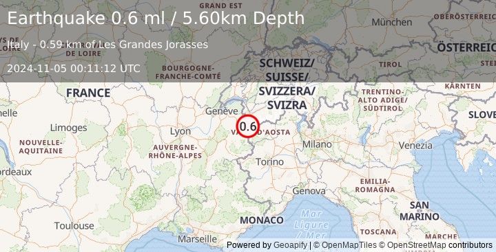 Earthquake FRANCE (0.6 ml) (2024-11-05 00:11:12 UTC)