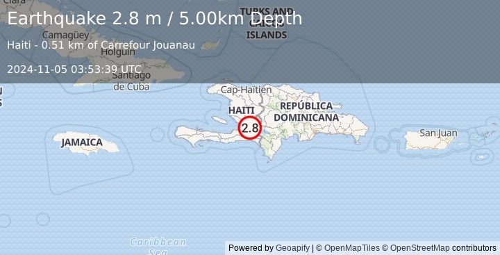 Earthquake HAITI REGION (2.8 m) (2024-11-05 03:53:39 UTC)