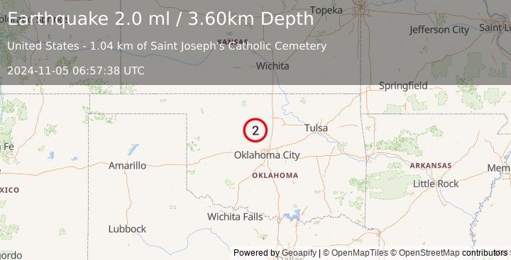 Earthquake OKLAHOMA (2.0 ml) (2024-11-05 06:57:38 UTC)