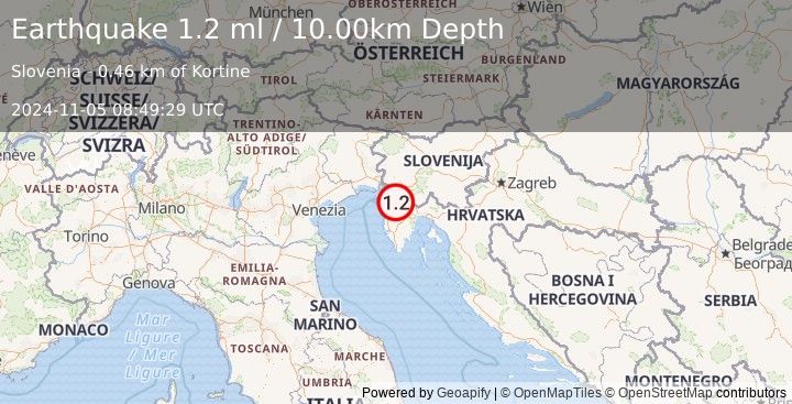 Earthquake SLOVENIA (1.2 ml) (2024-11-05 08:49:29 UTC)