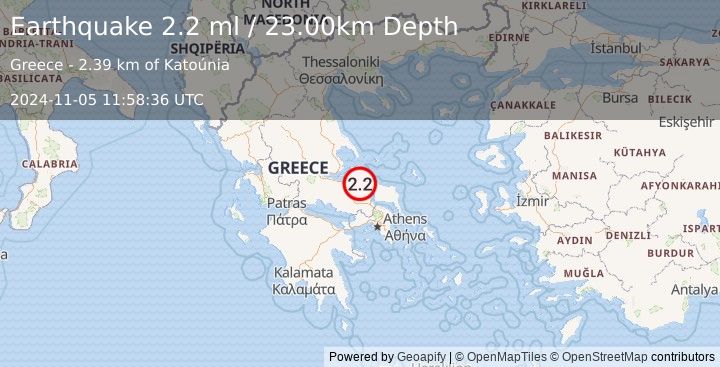 Earthquake GREECE (2.2 ml) (2024-11-05 11:58:36 UTC)