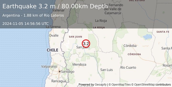 Earthquake SAN JUAN, ARGENTINA (3.2 m) (2024-11-05 14:56:56 UTC)