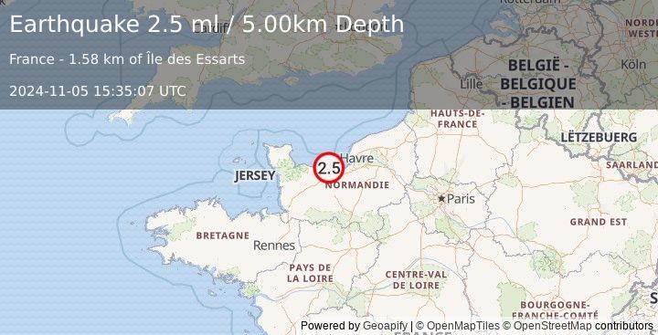 Earthquake FRANCE (2.5 ml) (2024-11-05 15:35:07 UTC)