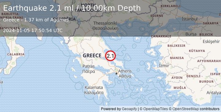 Earthquake GREECE (2.1 ml) (2024-11-05 17:50:54 UTC)