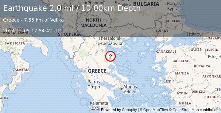 Earthquake GREECE (2.0 ml) (2024-11-05 17:54:42 UTC)