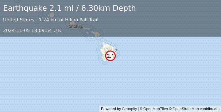 Earthquake ISLAND OF HAWAII, HAWAII (2.1 ml) (2024-11-05 18:09:54 UTC)