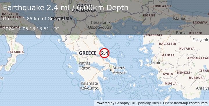 Earthquake GREECE (2.4 ml) (2024-11-05 18:13:51 UTC)