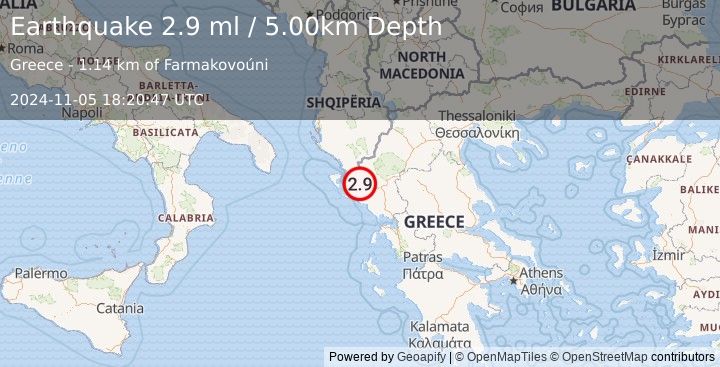 Earthquake GREECE (2.9 ml) (2024-11-05 18:20:47 UTC)