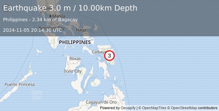 Earthquake SAMAR, PHILIPPINES (3.0 m) (2024-11-05 20:14:30 UTC)