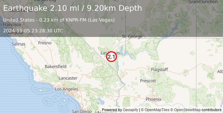 Earthquake NEVADA (2.1 ml) (2024-11-05 23:28:30 UTC)