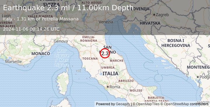 Earthquake CENTRAL ITALY (2.3 ml) (2024-11-06 00:14:26 UTC)