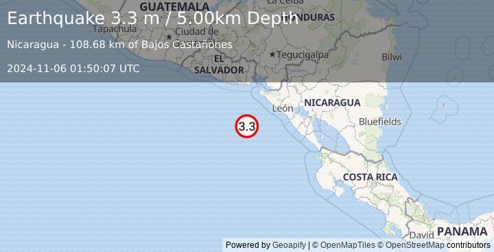 Earthquake OFF COAST OF CENTRAL AMERICA (3.3 m) (2024-11-06 01:50:07 UTC)