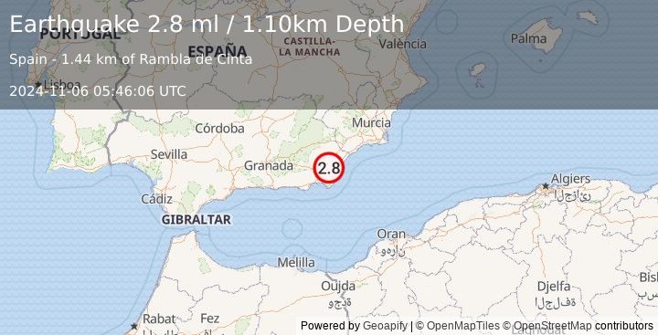 Earthquake SPAIN (2.8 ml) (2024-11-06 05:46:06 UTC)