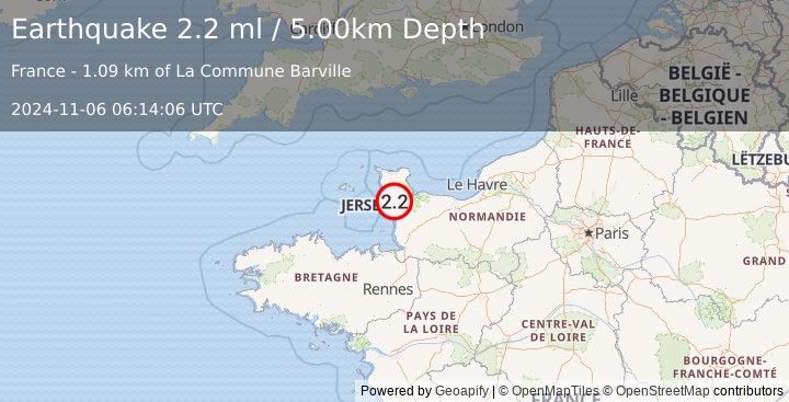 Earthquake FRANCE (2.2 ml) (2024-11-06 06:14:06 UTC)