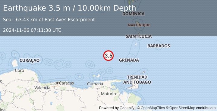 Earthquake CARIBBEAN SEA (3.5 m) (2024-11-06 07:11:38 UTC)