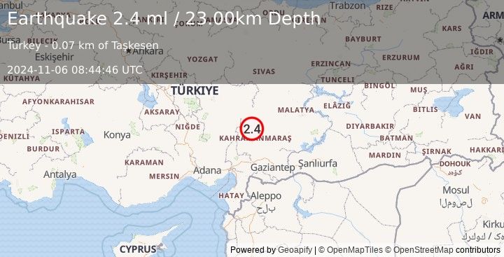 Earthquake CENTRAL TURKEY (2.4 ml) (2024-11-06 08:44:46 UTC)