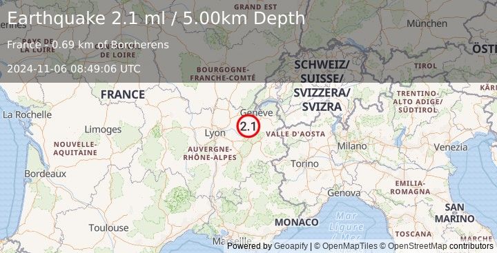 Earthquake FRANCE (2.1 ml) (2024-11-06 08:49:06 UTC)