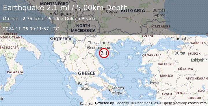 Earthquake GREECE (2.1 ml) (2024-11-06 09:11:57 UTC)