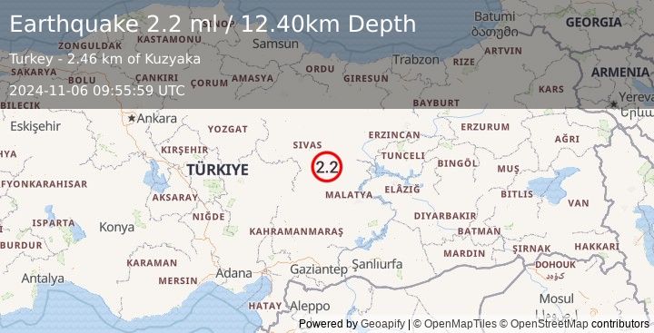 Earthquake CENTRAL TURKEY (2.2 ml) (2024-11-06 09:55:59 UTC)