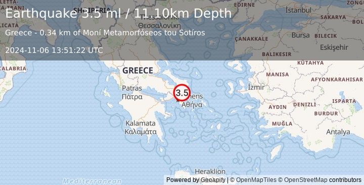 Earthquake GREECE (3.5 ml) (2024-11-06 13:51:22 UTC)