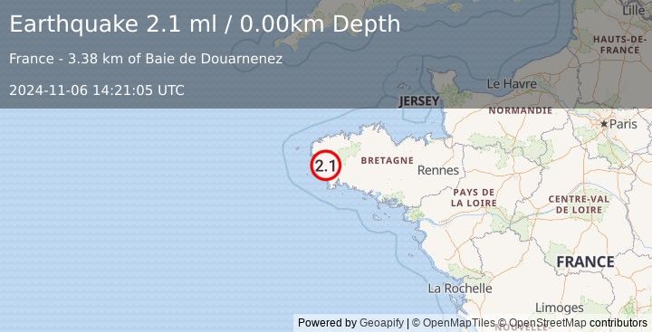 Earthquake FRANCE (2.1 ml) (2024-11-06 14:21:05 UTC)