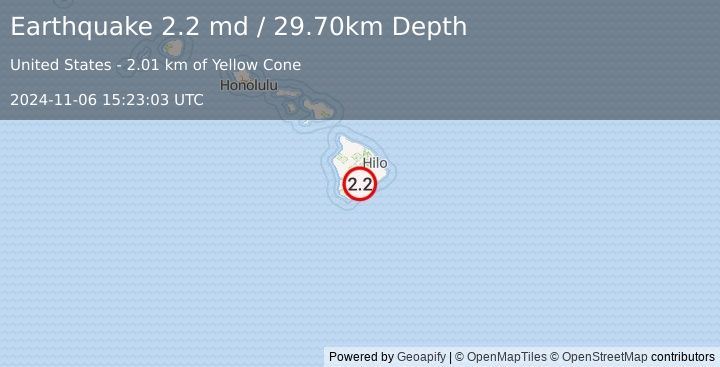 Earthquake ISLAND OF HAWAII, HAWAII (2.2 md) (2024-11-06 15:23:03 UTC)