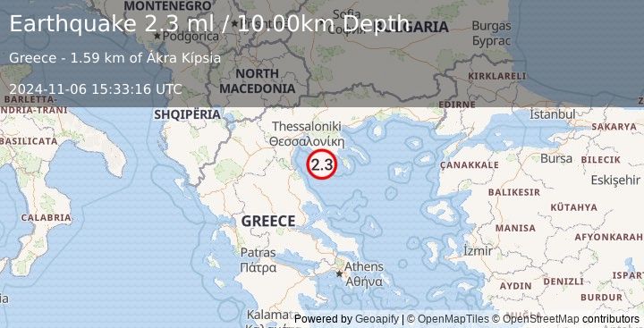 Earthquake GREECE (2.3 ml) (2024-11-06 15:33:16 UTC)