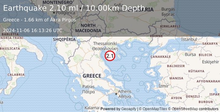 Earthquake GREECE (2.1 ml) (2024-11-06 16:13:26 UTC)