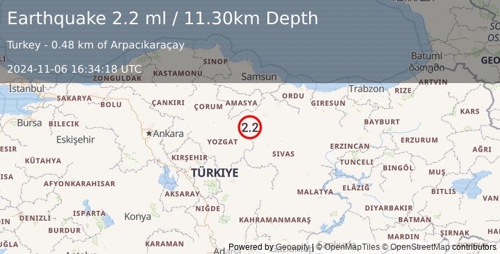 Earthquake CENTRAL TURKEY (2.2 ml) (2024-11-06 16:34:18 UTC)