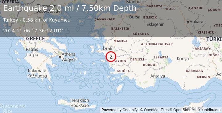 Earthquake WESTERN TURKEY (2.0 ml) (2024-11-06 17:36:12 UTC)