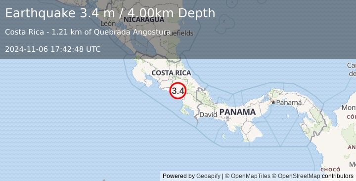 Earthquake COSTA RICA (3.4 m) (2024-11-06 17:42:48 UTC)