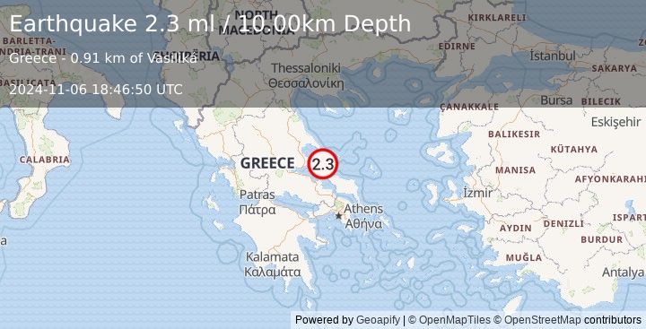 Earthquake GREECE (2.3 ml) (2024-11-06 18:46:50 UTC)