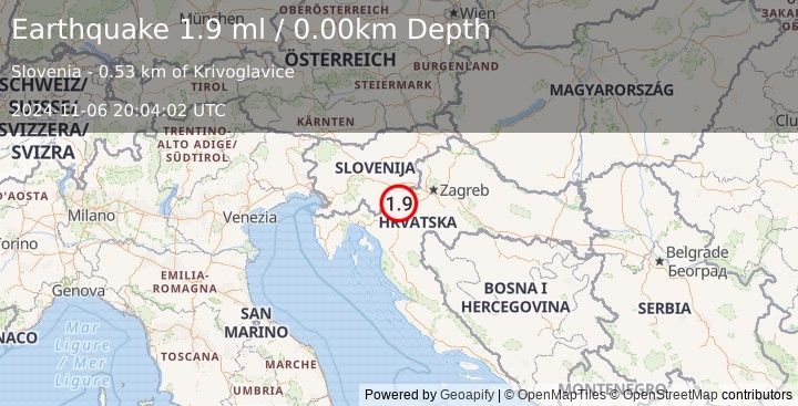 Earthquake SLOVENIA (1.9 ml) (2024-11-06 20:04:02 UTC)