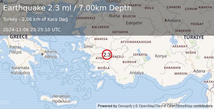 Earthquake WESTERN TURKEY (2.3 ml) (2024-11-06 23:25:10 UTC)