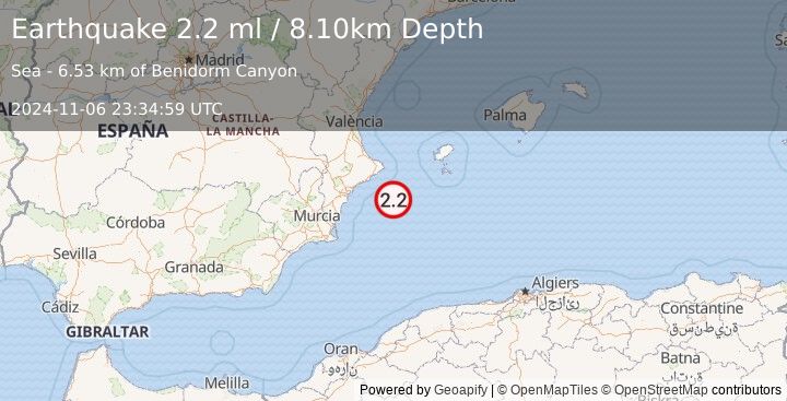 Earthquake SPAIN (2.2 ml) (2024-11-06 23:34:59 UTC)