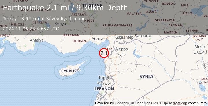 Earthquake CENTRAL TURKEY (2.1 ml) (2024-11-06 23:40:57 UTC)