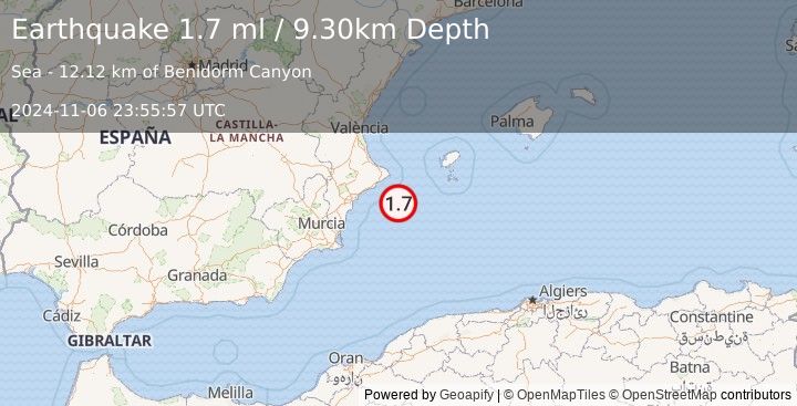 Earthquake SPAIN (1.7 ml) (2024-11-06 23:55:57 UTC)