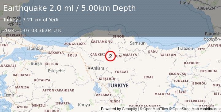 Earthquake CENTRAL TURKEY (2.0 ml) (2024-11-07 03:36:04 UTC)